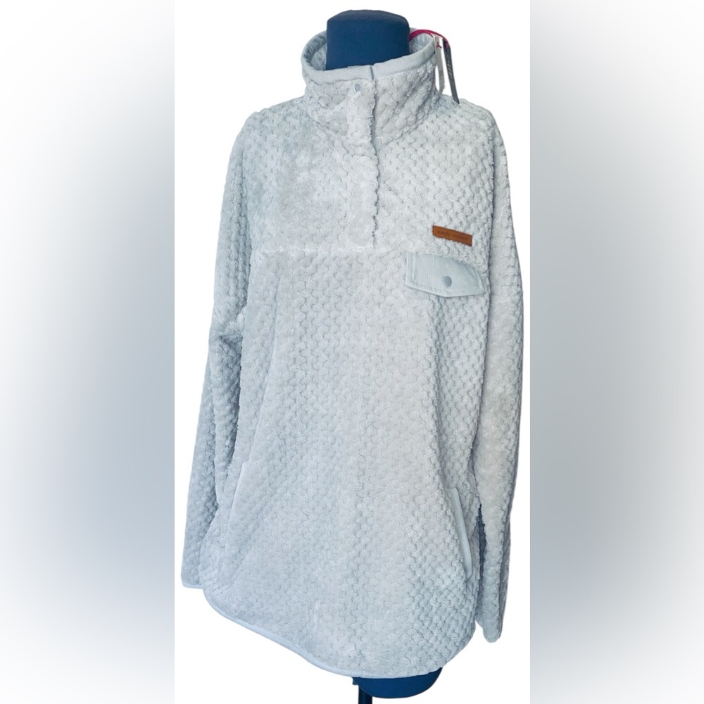 NWT Simply Southern Women’s XXL Fleece Fog Pullover Snap Textured